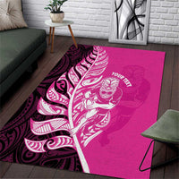 New Zealand Silver Fern Rugby Custom Area Rug All Black Maori Pattern Pink LT14 Pink - Polynesian Pride