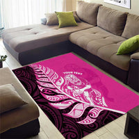 New Zealand Silver Fern Rugby Custom Area Rug All Black Maori Pattern Pink LT14 - Polynesian Pride