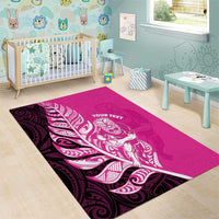 New Zealand Silver Fern Rugby Custom Area Rug All Black Maori Pattern Pink LT14 - Polynesian Pride