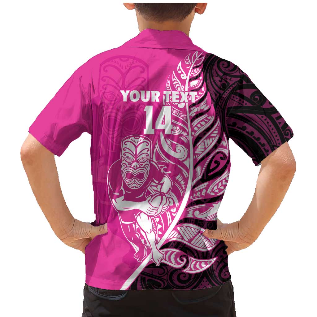 New Zealand Silver Fern Rugby Custom Family Matching Mermaid Dress and Hawaiian Shirt All Black Maori Pattern Pink LT14 - Polynesian Pride