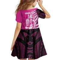 New Zealand Silver Fern Rugby Custom Family Matching Summer Maxi Dress and Hawaiian Shirt All Black Maori Pattern Pink LT14 - Polynesian Pride