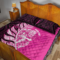 New Zealand Silver Fern Rugby Custom Quilt Bed Set All Black Maori Pattern Pink LT14 - Polynesian Pride