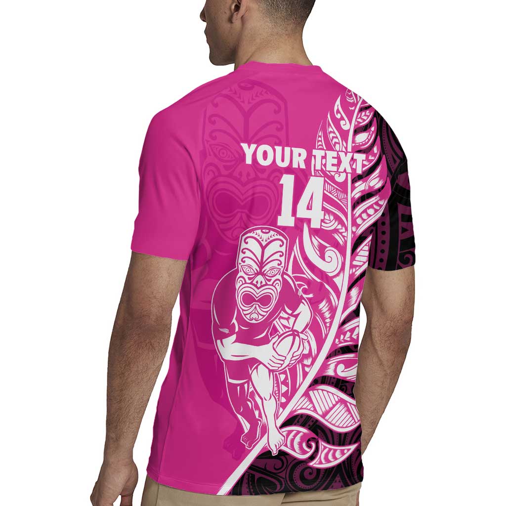 New Zealand Silver Fern Rugby Custom Rugby Jersey All Black Maori Pattern Pink - Polynesian Pride