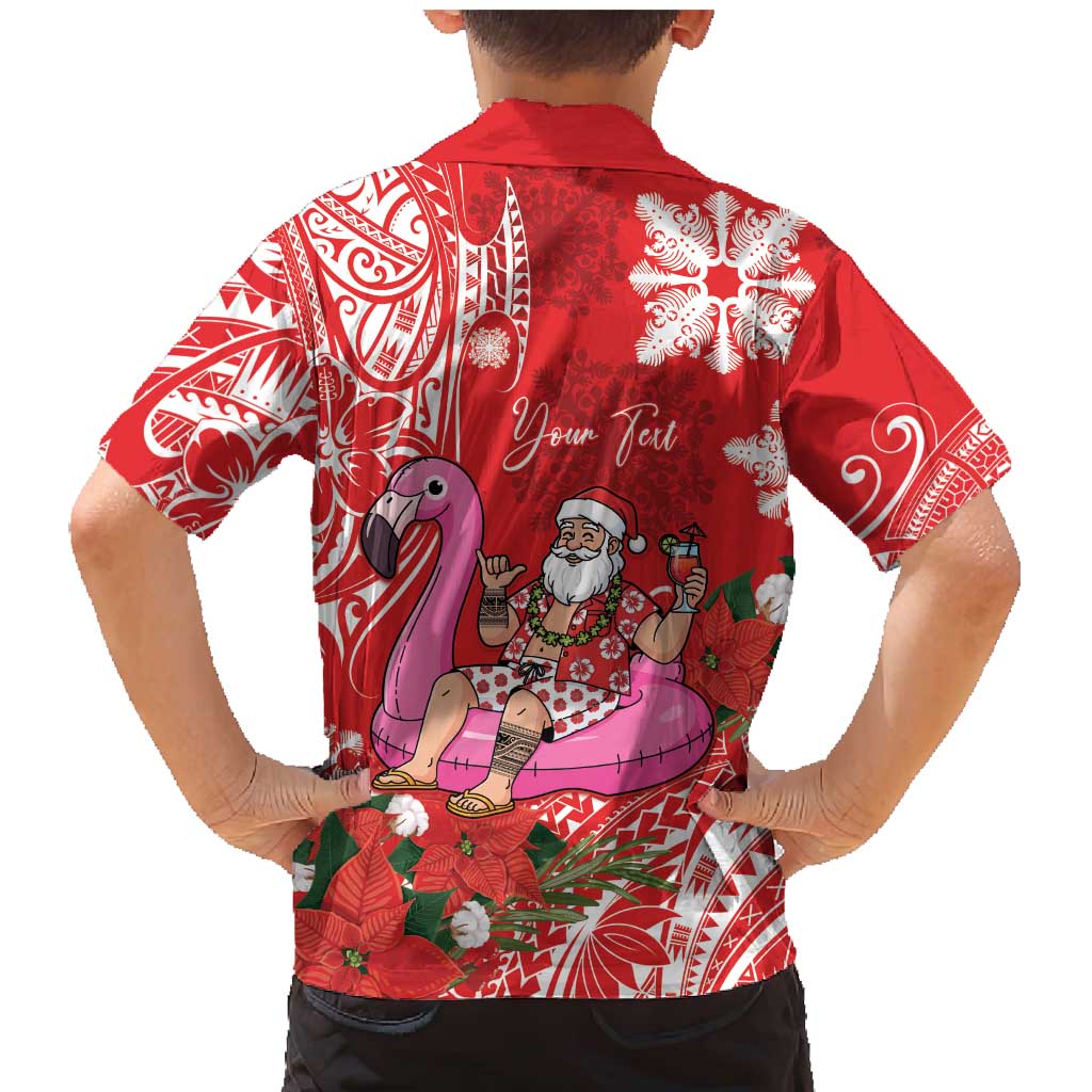 Personalized Hawaii Christmas Family Matching Mermaid Dress and Hawaiian Shirt Mele Kalikimaka Chilling Shaka Santa Flamingo LT14 - Polynesian Pride