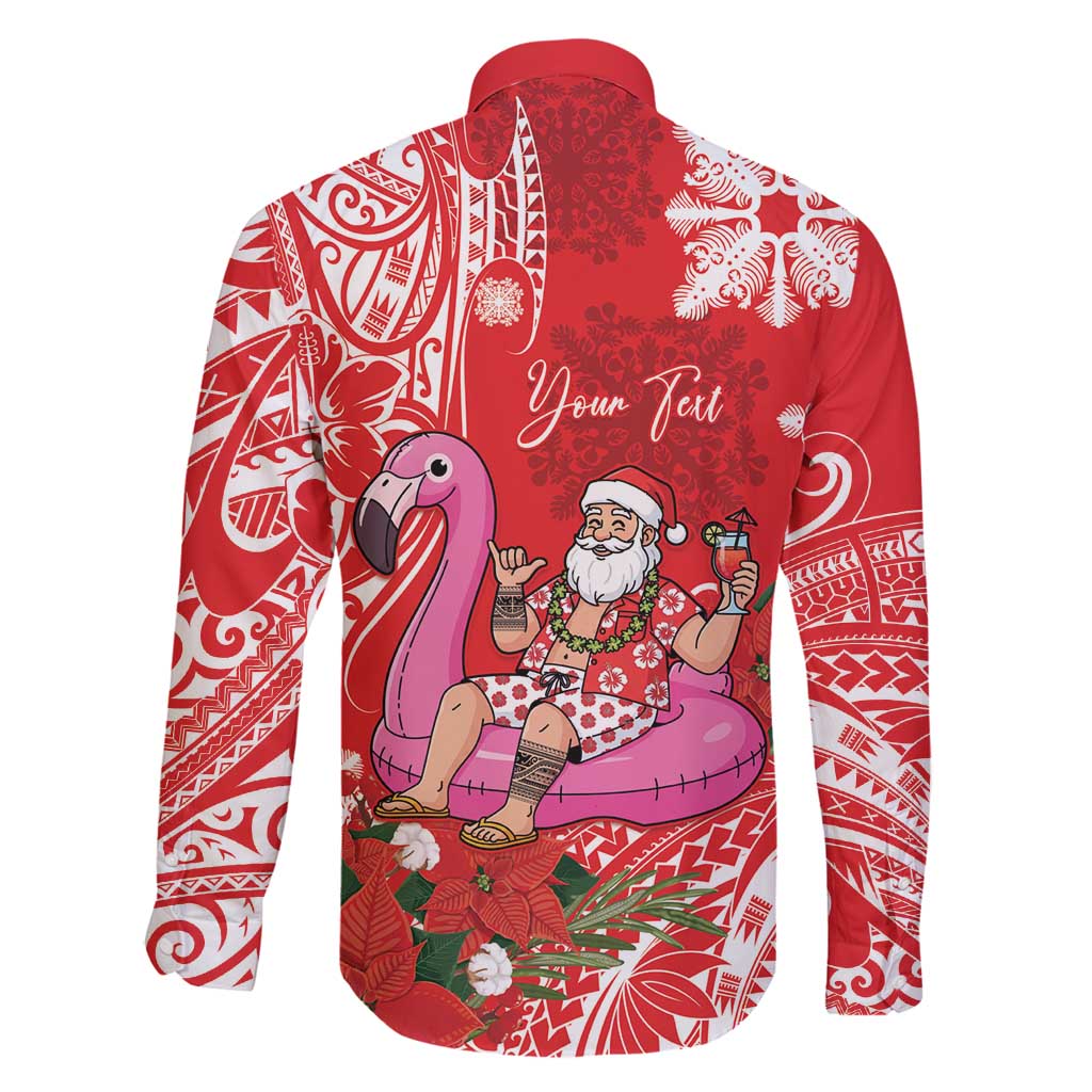 Personalized Hawaii Christmas Family Matching Puletasi and Hawaiian Shirt Mele Kalikimaka Chilling Shaka Santa Flamingo LT14 - Polynesian Pride