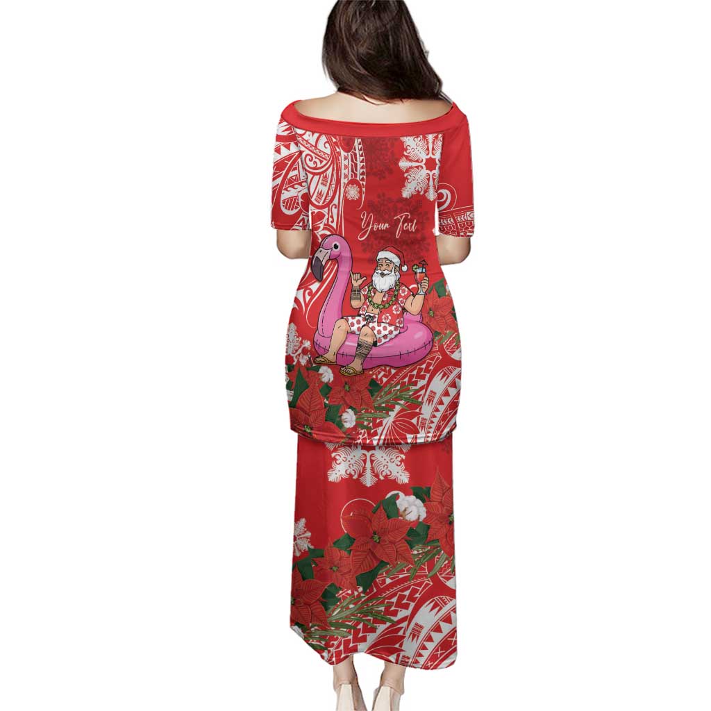 Personalized Hawaii Christmas Family Matching Puletasi and Hawaiian Shirt Mele Kalikimaka Chilling Shaka Santa Flamingo LT14 - Polynesian Pride
