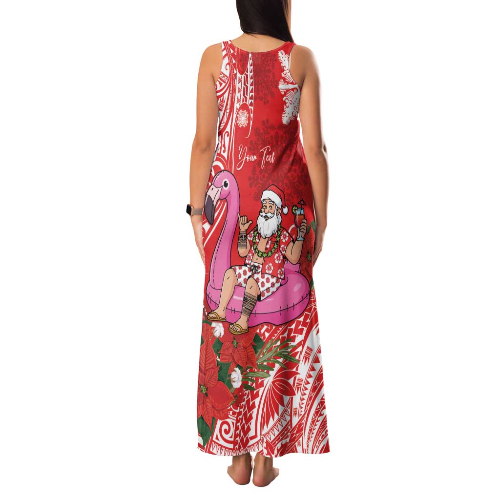 Personalized Hawaii Christmas Family Matching Tank Maxi Dress and Hawaiian Shirt Mele Kalikimaka Chilling Shaka Santa Flamingo LT14 - Polynesian Pride