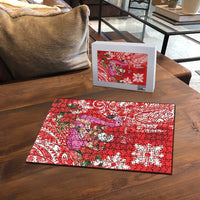 Personalized Hawaii Christmas Puzzle Mele Kalikimaka Chilling Shaka Santa Flamingo LT14 - Polynesian Pride