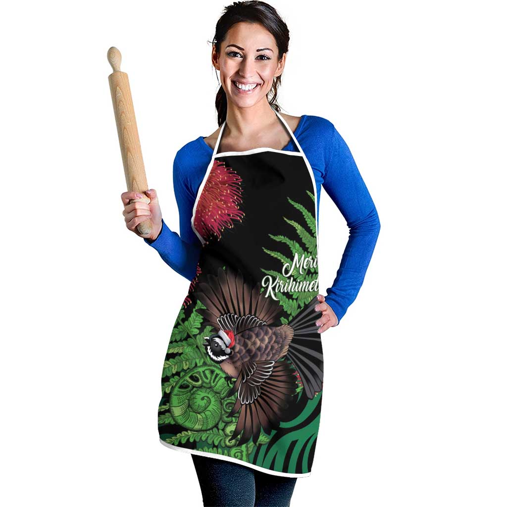 Meri Kirihimete New Zealand Apron Piwakawaka Koru Fern Mix Pohutukawa LT14 - Polynesian Pride