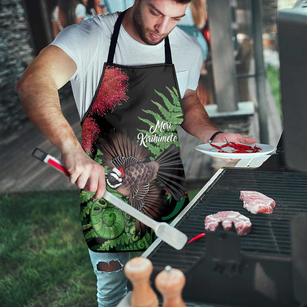 Meri Kirihimete New Zealand Apron Piwakawaka Koru Fern Mix Pohutukawa LT14 - Polynesian Pride