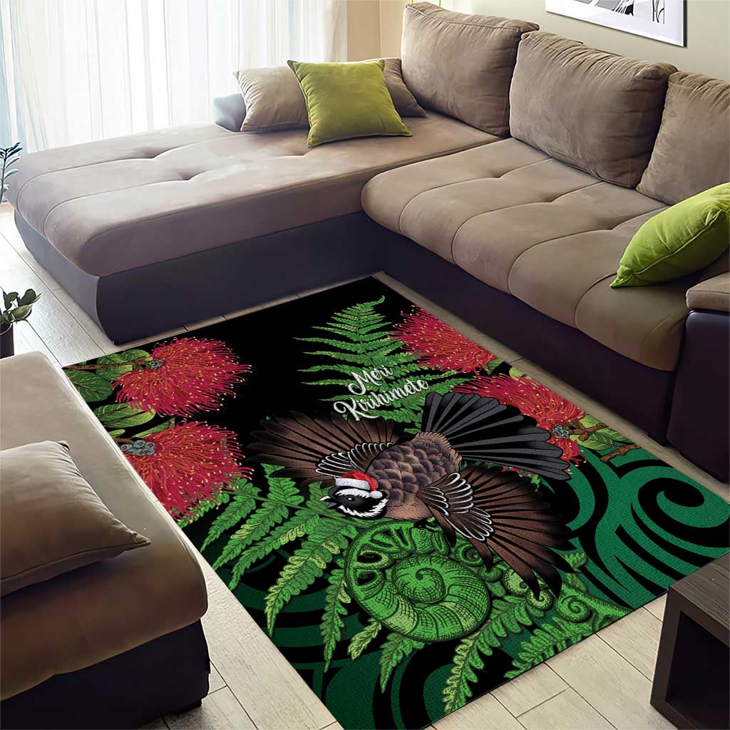 Meri Kirihimete New Zealand Area Rug Piwakawaka Koru Fern Mix Pohutukawa LT14 - Polynesian Pride
