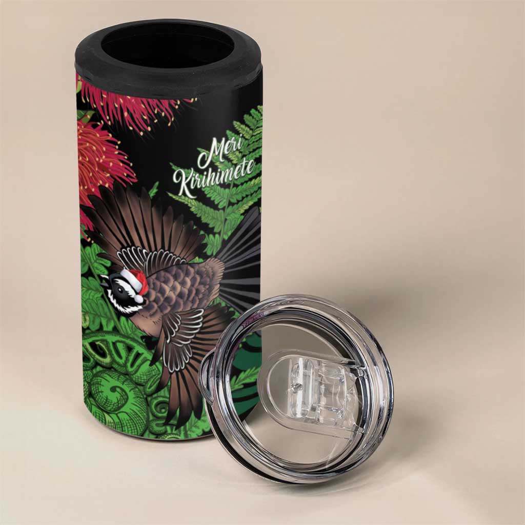 Meri Kirihimete New Zealand 4 in 1 Can Cooler Tumbler Piwakawaka Koru Fern Mix Pohutukawa LT14 - Polynesian Pride