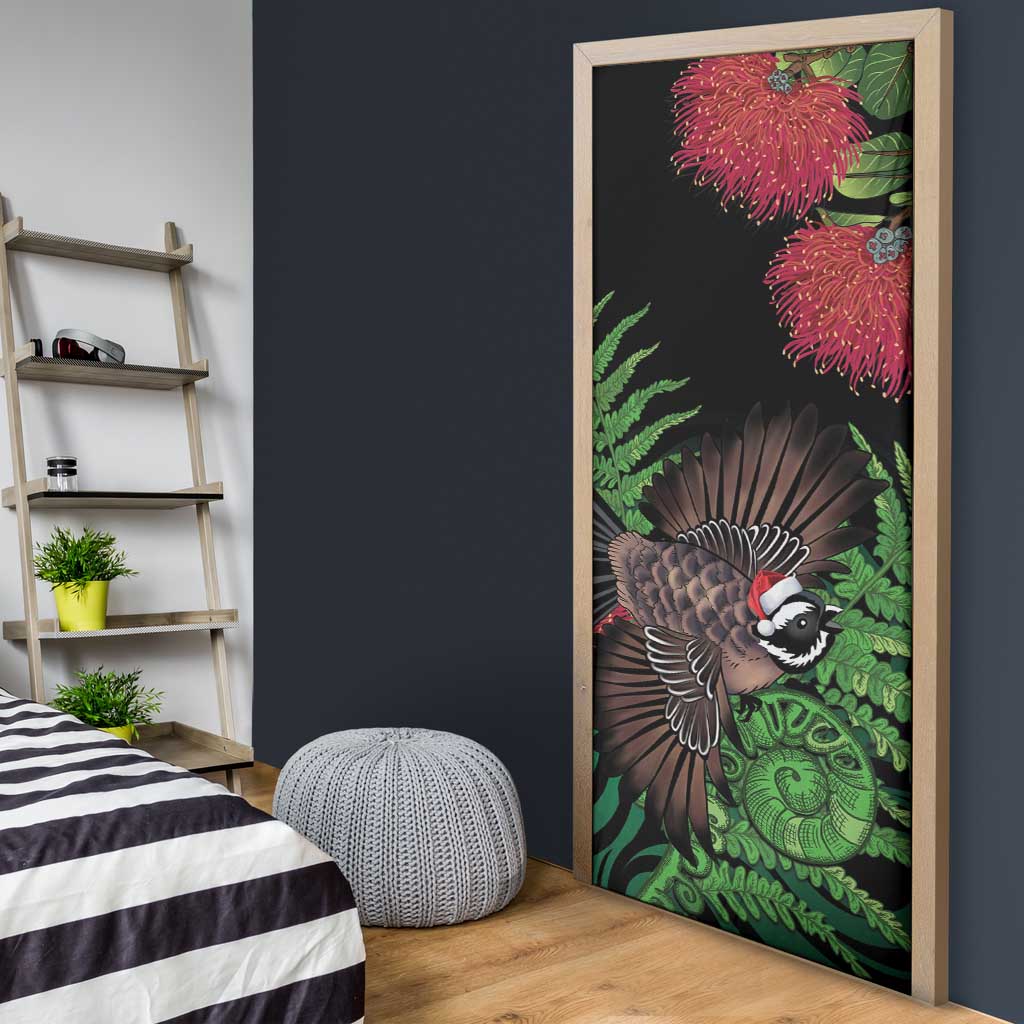 Meri Kirihimete New Zealand Door Cover Piwakawaka Koru Fern Mix Pohutukawa LT14 - Polynesian Pride