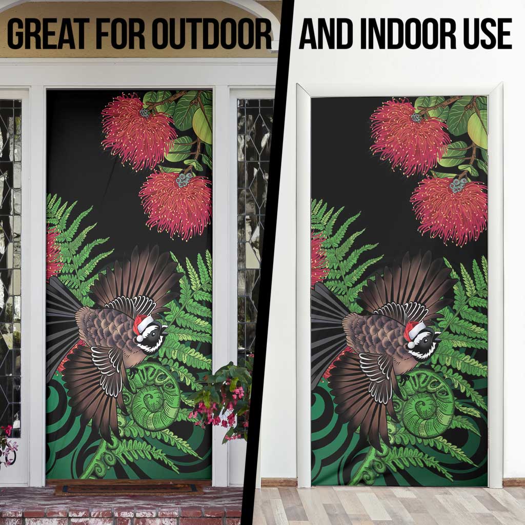 Meri Kirihimete New Zealand Door Cover Piwakawaka Koru Fern Mix Pohutukawa LT14 - Polynesian Pride