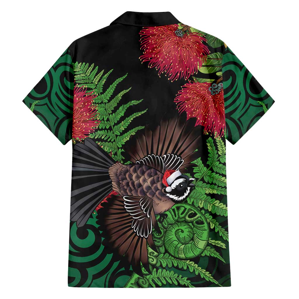 Meri Kirihimete New Zealand Family Matching Off Shoulder Short Dress and Hawaiian Shirt Piwakawaka Koru Fern Mix Pohutukawa LT14 - Polynesian Pride