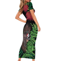 Meri Kirihimete New Zealand Family Matching Short Sleeve Bodycon Dress and Hawaiian Shirt Piwakawaka Koru Fern Mix Pohutukawa LT14 - Polynesian Pride
