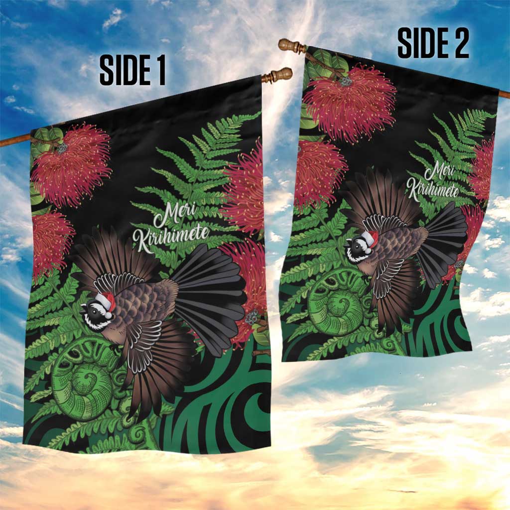Meri Kirihimete New Zealand Garden Flag Piwakawaka Koru Fern Mix Pohutukawa LT14 - Polynesian Pride