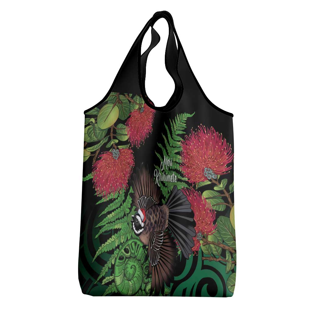 Meri Kirihimete New Zealand Grocery Bag Piwakawaka Koru Fern Mix Pohutukawa LT14 - Polynesian Pride