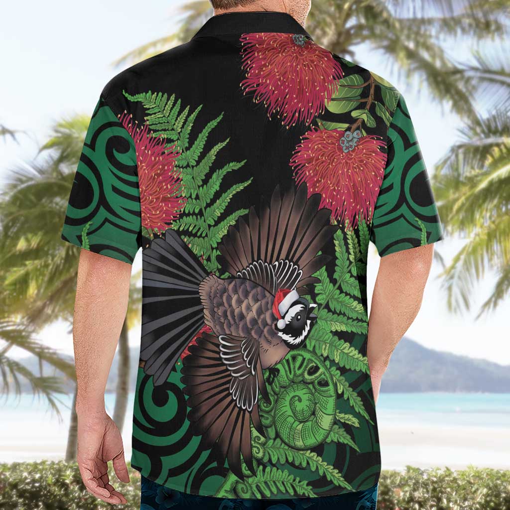 Meri Kirihimete New Zealand Hawaiian Shirt Piwakawaka Koru Fern Mix Pohutukawa LT14 - Polynesian Pride