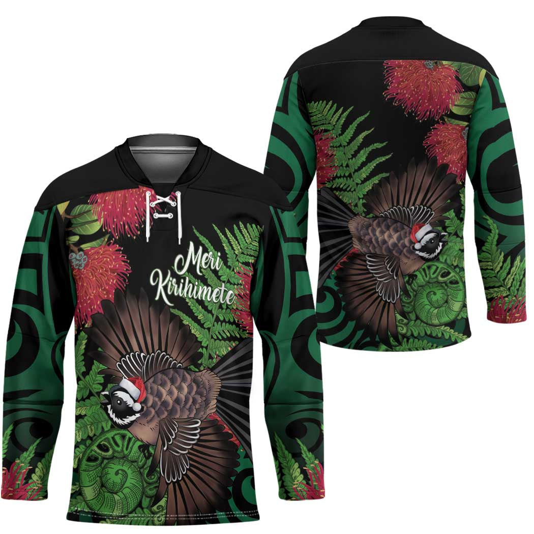 Meri Kirihimete New Zealand Hockey Jersey Piwakawaka Koru Fern Mix Pohutukawa LT14 - Polynesian Pride