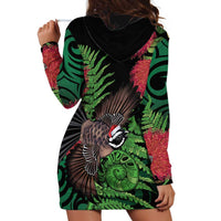 Meri Kirihimete New Zealand Hoodie Dress Piwakawaka Koru Fern Mix Pohutukawa LT14 - Polynesian Pride