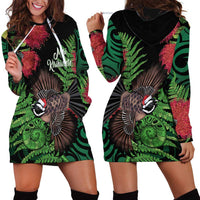 Meri Kirihimete New Zealand Hoodie Dress Piwakawaka Koru Fern Mix Pohutukawa LT14 - Polynesian Pride
