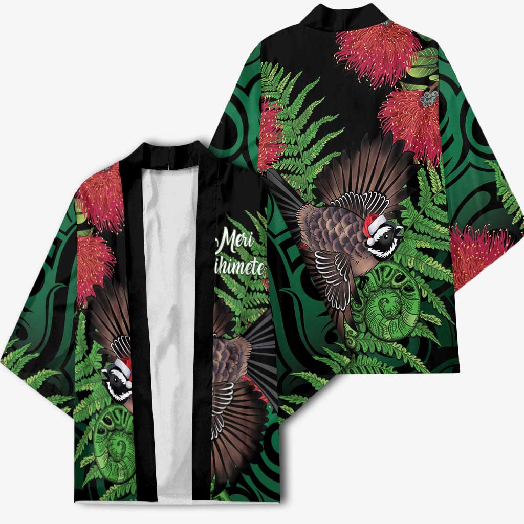 Meri Kirihimete New Zealand Kimono Piwakawaka Koru Fern Mix Pohutukawa LT14 - Polynesian Pride