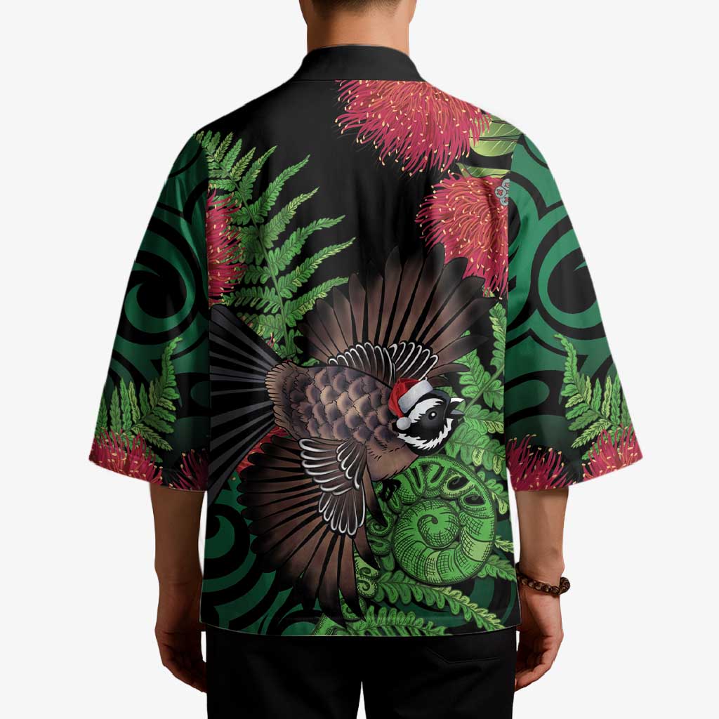 Meri Kirihimete New Zealand Kimono Piwakawaka Koru Fern Mix Pohutukawa LT14 - Polynesian Pride