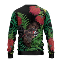 Meri Kirihimete New Zealand Ugly Christmas Sweater Piwakawaka Koru Fern Mix Pohutukawa LT14 - Polynesian Pride