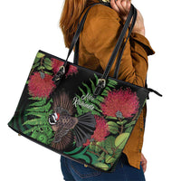 Meri Kirihimete New Zealand Leather Tote Bag Piwakawaka Koru Fern Mix Pohutukawa LT14 - Polynesian Pride