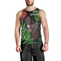 Meri Kirihimete New Zealand Men Tank Top Piwakawaka Koru Fern Mix Pohutukawa LT14 - Polynesian Pride