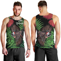 Meri Kirihimete New Zealand Men Tank Top Piwakawaka Koru Fern Mix Pohutukawa LT14 - Polynesian Pride