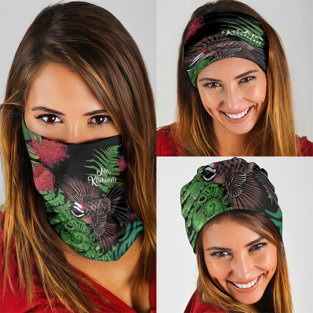 Meri Kirihimete New Zealand Neck Gaiter Piwakawaka Koru Fern Mix Pohutukawa LT14 - Polynesian Pride