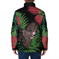 Meri Kirihimete New Zealand Padded Jacket Piwakawaka Koru Fern Mix Pohutukawa - Polynesian Pride