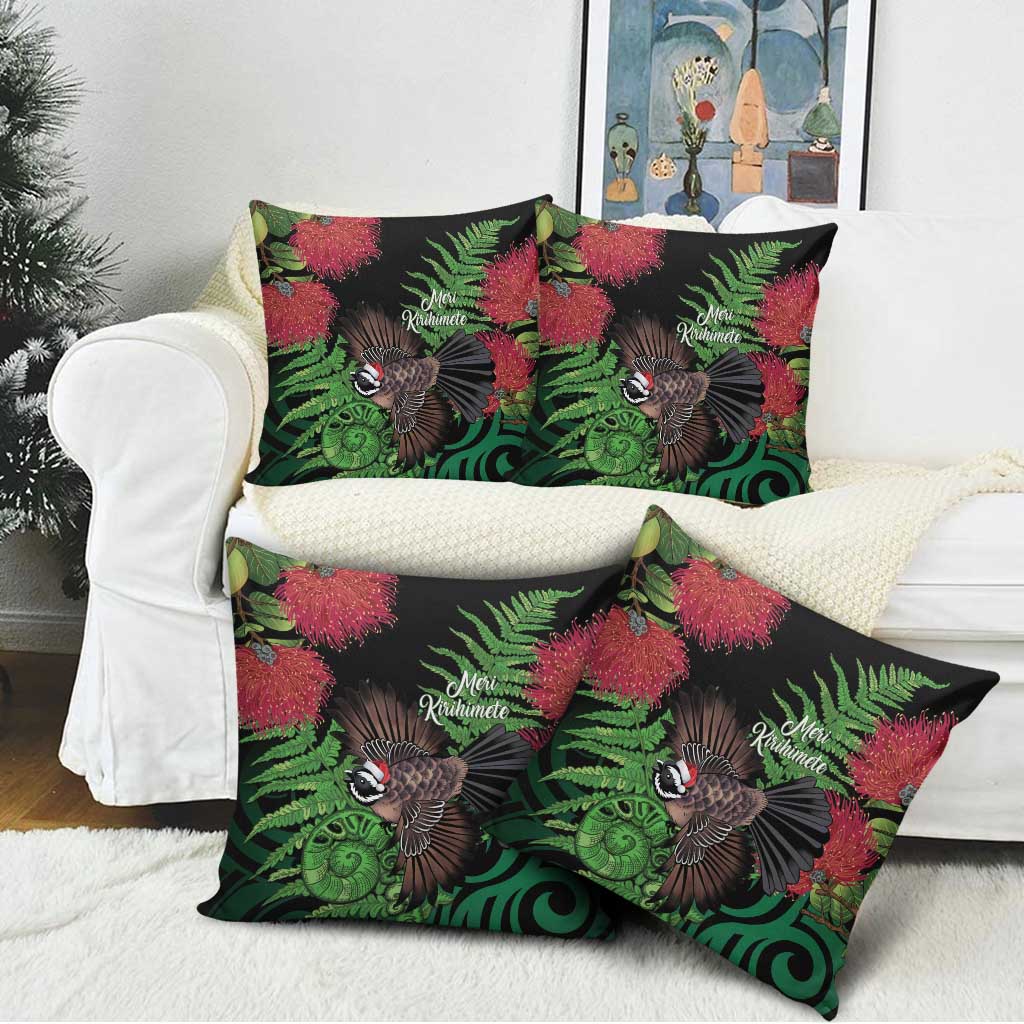 Meri Kirihimete New Zealand Pillow Cover Piwakawaka Koru Fern Mix Pohutukawa LT14 - Polynesian Pride