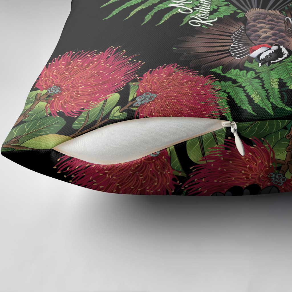 Meri Kirihimete New Zealand Pillow Cover Piwakawaka Koru Fern Mix Pohutukawa LT14 - Polynesian Pride