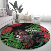 Meri Kirihimete New Zealand Round Carpet Piwakawaka Koru Fern Mix Pohutukawa LT14 - Polynesian Pride