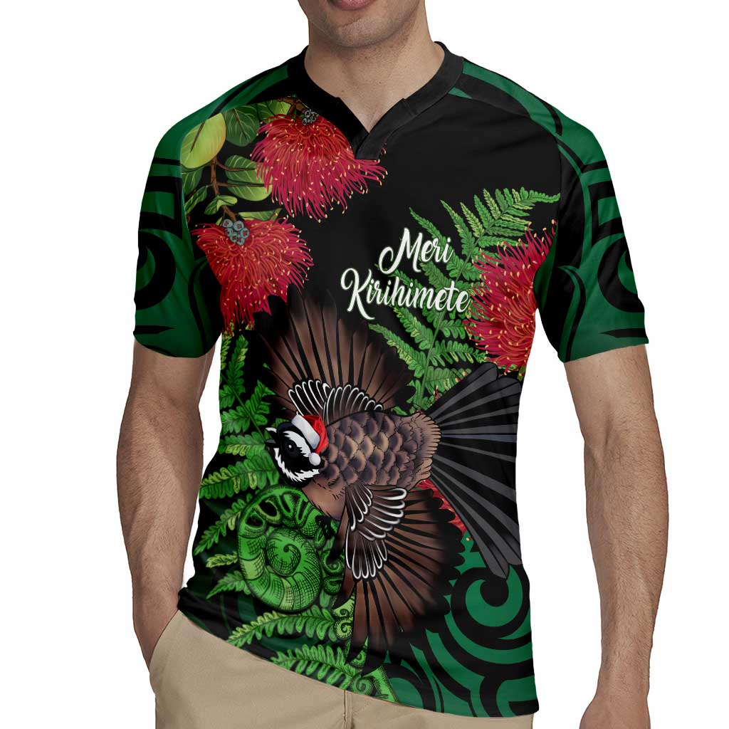 Meri Kirihimete New Zealand Rugby Jersey Piwakawaka Koru Fern Mix Pohutukawa LT14 - Polynesian Pride