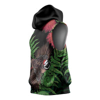 Meri Kirihimete New Zealand Sleeveless Hoodie Piwakawaka Koru Fern Mix Pohutukawa LT14 - Polynesian Pride