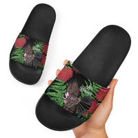 Meri Kirihimete New Zealand Slide Sandals Piwakawaka Koru Fern Mix Pohutukawa LT14 - Polynesian Pride