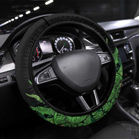 Meri Kirihimete New Zealand Steering Wheel Cover Piwakawaka Koru Fern Mix Pohutukawa LT14 Universal Fit Black - Polynesian Pride