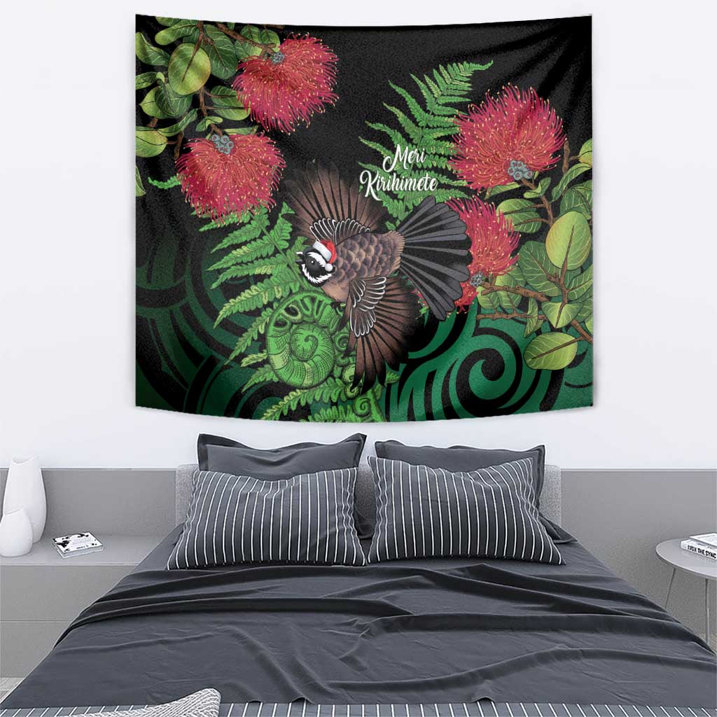 Meri Kirihimete New Zealand Tapestry Piwakawaka Koru Fern Mix Pohutukawa LT14 - Polynesian Pride