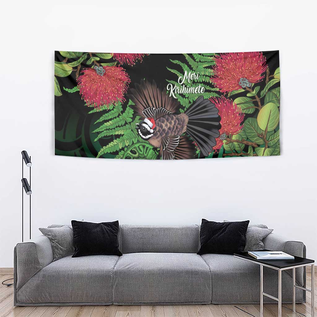 Meri Kirihimete New Zealand Tapestry Piwakawaka Koru Fern Mix Pohutukawa LT14 - Polynesian Pride