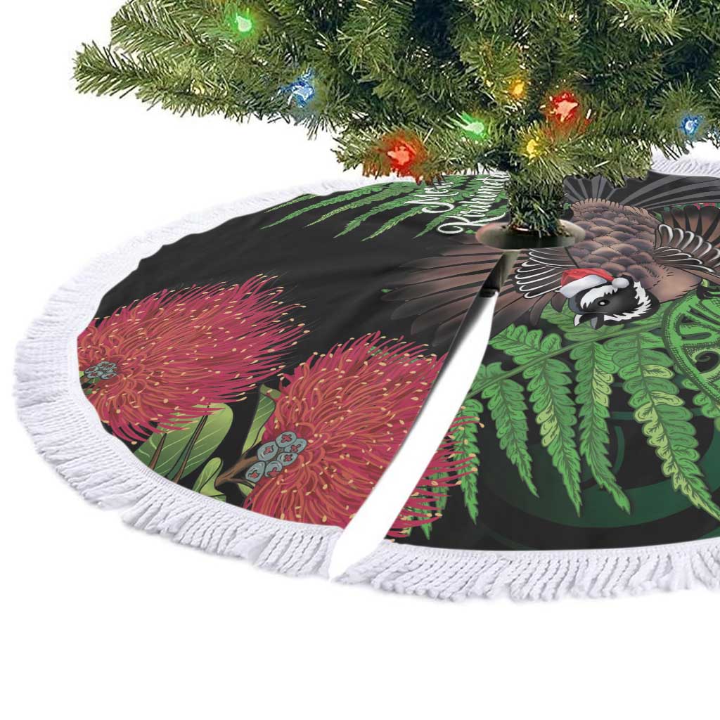 Meri Kirihimete New Zealand Tree Skirt Piwakawaka Koru Fern Mix Pohutukawa LT14 - Polynesian Pride