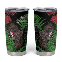 Meri Kirihimete New Zealand Tumbler Cup Piwakawaka Koru Fern Mix Pohutukawa LT14 Black - Polynesian Pride