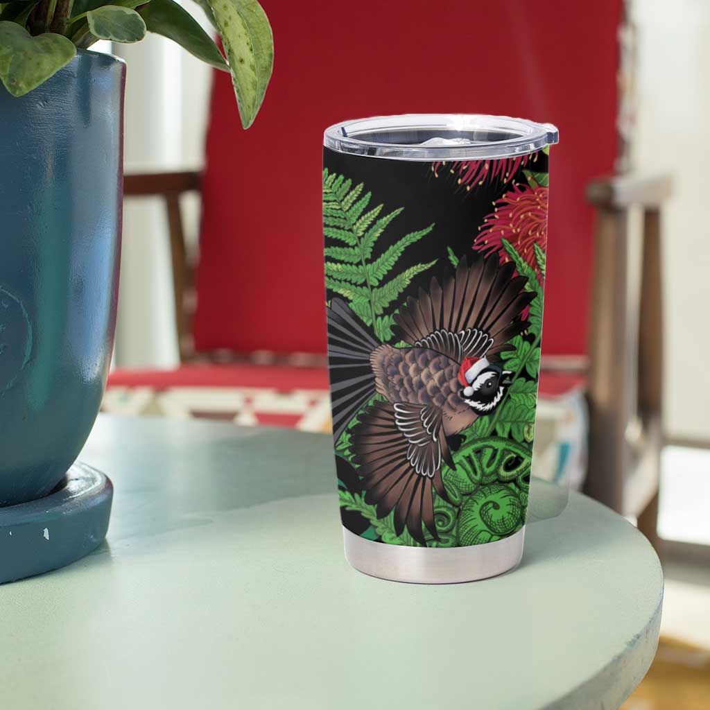 Meri Kirihimete New Zealand Tumbler Cup Piwakawaka Koru Fern Mix Pohutukawa LT14 - Polynesian Pride