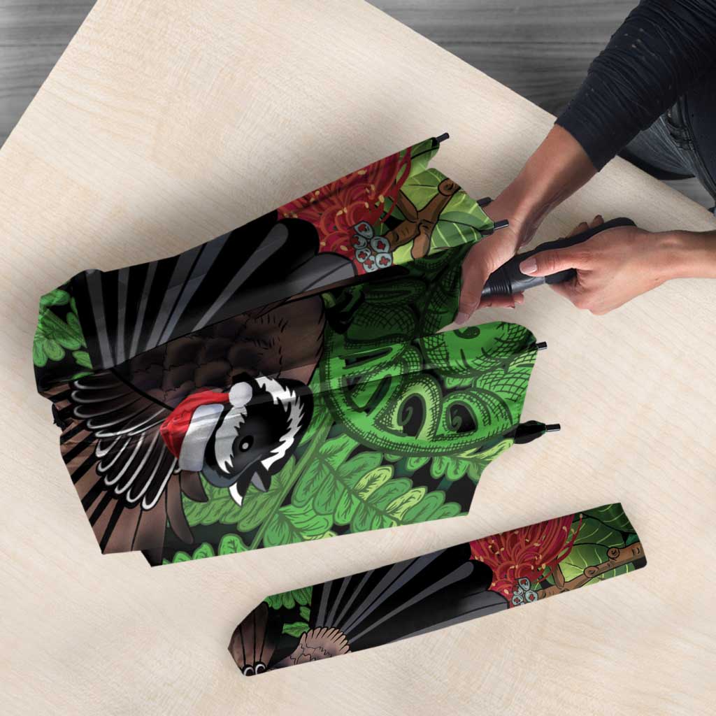 Meri Kirihimete New Zealand Umbrella Piwakawaka Koru Fern Mix Pohutukawa LT14 - Polynesian Pride