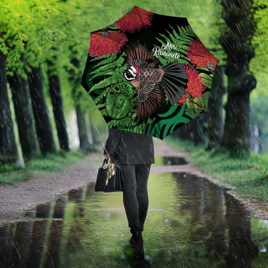 Meri Kirihimete New Zealand Umbrella Piwakawaka Koru Fern Mix Pohutukawa LT14 - Polynesian Pride