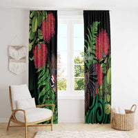 Meri Kirihimete New Zealand Window Curtain Piwakawaka Koru Fern Mix Pohutukawa LT14 - Polynesian Pride