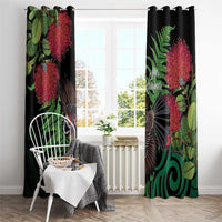 Meri Kirihimete New Zealand Window Curtain Piwakawaka Koru Fern Mix Pohutukawa LT14 - Polynesian Pride